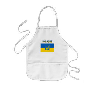 Ukrainian flag-coat of arms kids apron