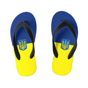Ukrainian flag-coat of arms kid's jandals