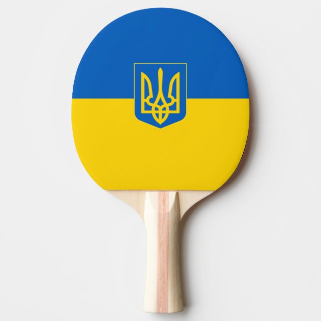 Ukrainian flag-Coat of arms Ping Pong Paddle (Front)