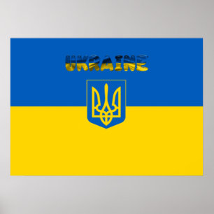 Ukrainian flag-Coat of arms Poster