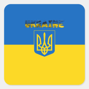 Ukrainian flag-Coat of arms Square Sticker