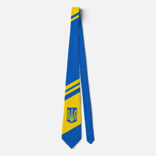 Ukrainian flag. Coat of Arms. Truzyb. Neck Tie