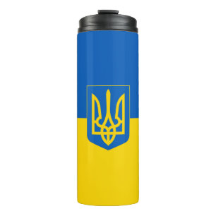 Ukrainian flag. Coat of Arms. We support Ukraine.  Thermal Tumbler