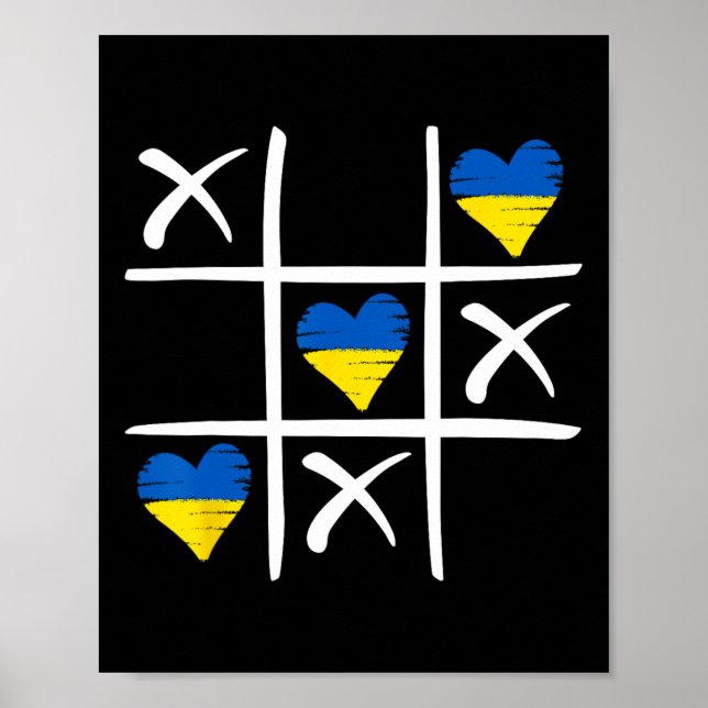 Ukrainian Flag Coloured Hearts  Poster (Front)