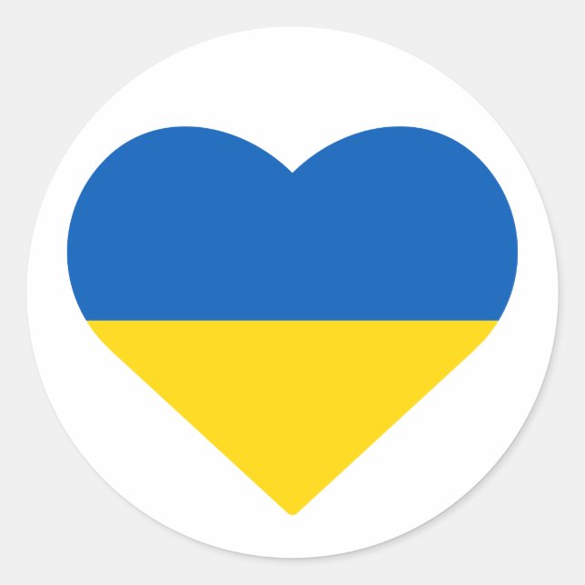 Ukrainian Flag Colours Blue & Yellow Heart Ukraine Classic Round Sticker (Front)