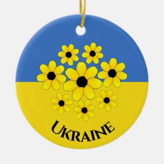 Ukrainian Flag Design Ceramic Ornament