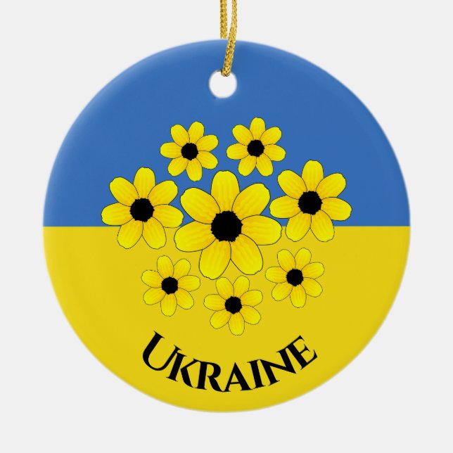 Ukrainian Flag Design  Ceramic Ornament (Front)