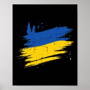 Ukrainian Flag Distressed Ukraine Patriotic Women Poster