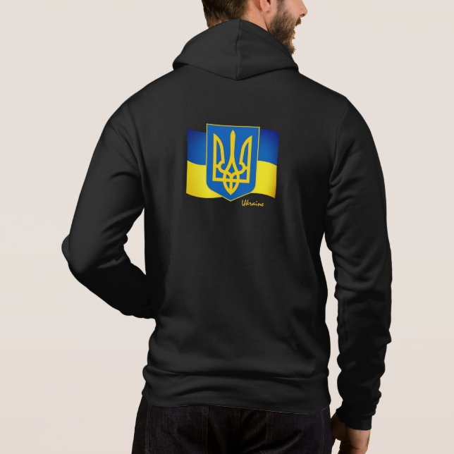 Ukrainian flag, Emblem & Ukraine fashion /sports Hoodie (Back)