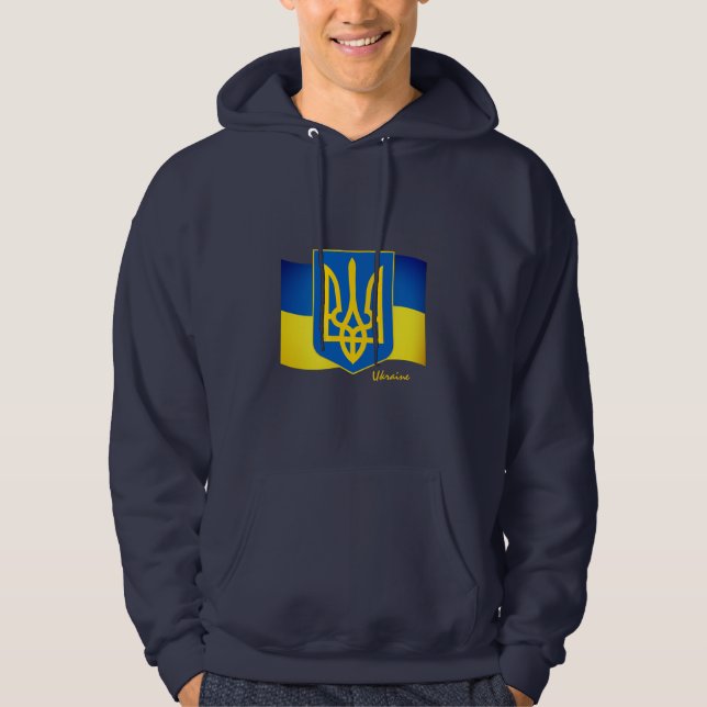 Ukrainian flag, Emblem & Ukraine fashion / sports Hoodie (Front)