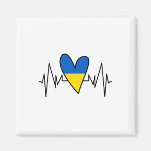 Ukrainian Flag Heartbeat Ekg Heart Magnet