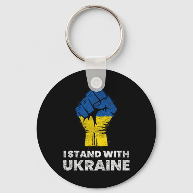 Ukrainian Flag - I Stand With Ukraine Flag 2  Key Ring (Front)