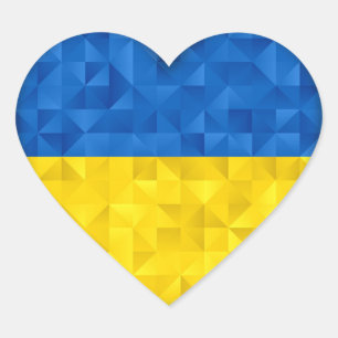 Ukrainian flag. Love to Ukraine. Support. Heart. Heart Sticker