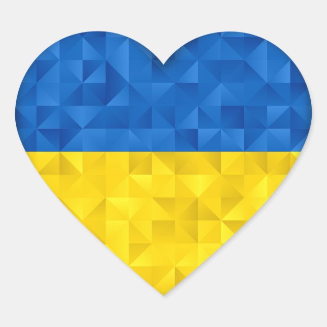 Ukrainian flag. Love to Ukraine. Support. Heart. Heart Sticker (Front)