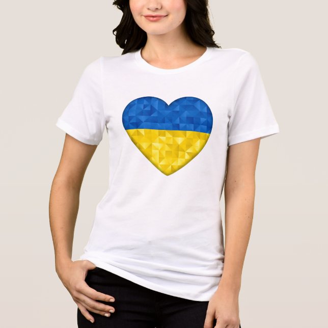 Ukrainian flag. Love to Ukraine. Support. Heart. Tri-Blend Shirt (Front)