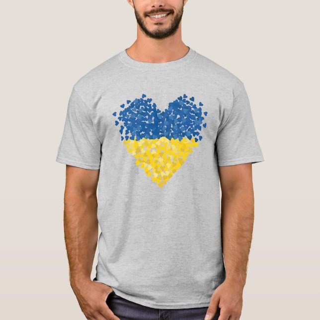Ukrainian flag. Love to Ukraine. Support.  T-Shirt (Front)