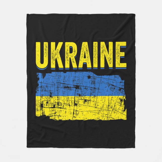 Ukrainian Flag Map Love Support Ukrainians Ukraine Fleece Blanket (Front)