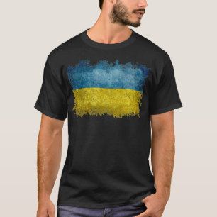 Ukrainian Flag of Ukraine Distressed Style Pullove T-Shirt