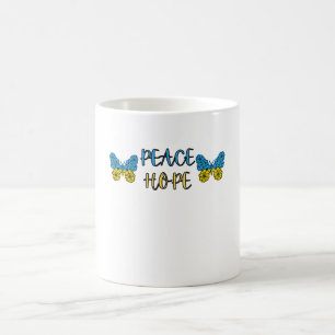 Ukrainian Flag Peace, Hope, Butterflies Coffee Mug