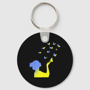Ukrainian Flag Peace Power Freedom Symbol Butterfl Key Ring
