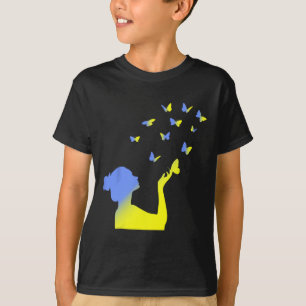 Ukrainian Flag Peace Power Freedom Symbol Butterfl T-Shirt