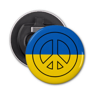 Ukrainian flag peace sign bottle opener