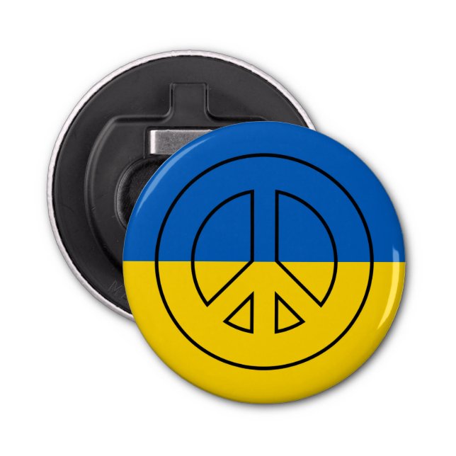 Ukrainian flag peace sign bottle opener (Front)