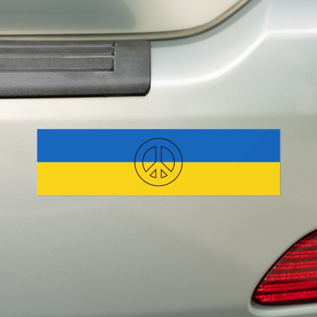 Ukrainian flag peace sign bumper sticker (On Car)
