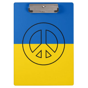 Ukrainian flag peace sign clipboard