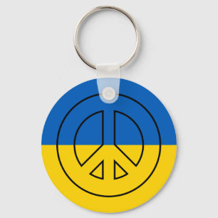 Ukrainian flag peace sign key ring