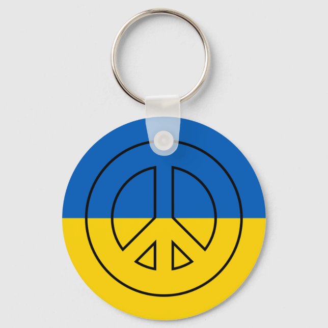 Ukrainian flag peace sign key ring (Front)