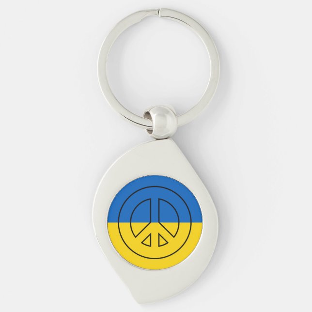 Ukrainian flag peace sign key ring (Front)
