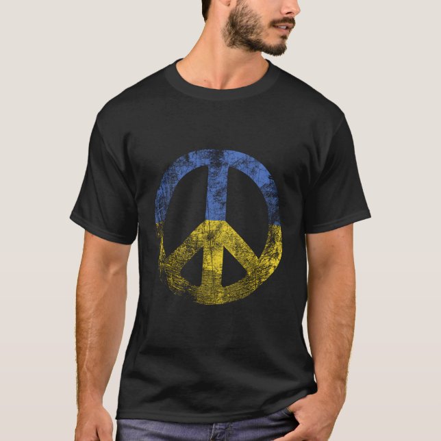 Ukrainian Flag Peace Sign T-Shirt (Front)