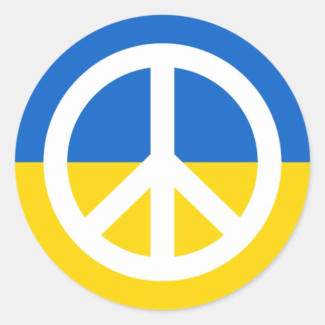 Ukrainian flag peace symbol Ukraine anti war Classic Round Sticker (Front)