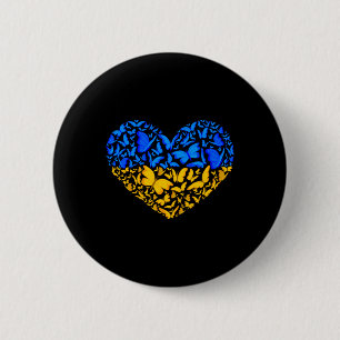 Ukrainian Flag Peace Ukraine Flag Butterfly Heart 6 Cm Round Badge