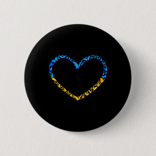 Ukrainian Flag Peace Ukraine Flag Butterfly Heart 6 Cm Round Badge