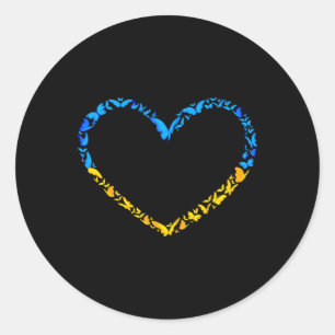 Ukrainian Flag Peace Ukraine Flag Butterfly Heart  Classic Round Sticker