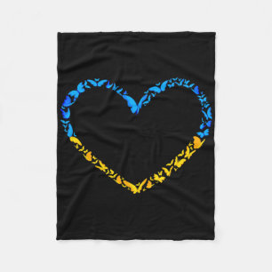 Ukrainian Flag Peace Ukraine Flag Butterfly Heart  Fleece Blanket