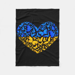 Ukrainian Flag Peace Ukraine Flag Butterfly Heart Fleece Blanket