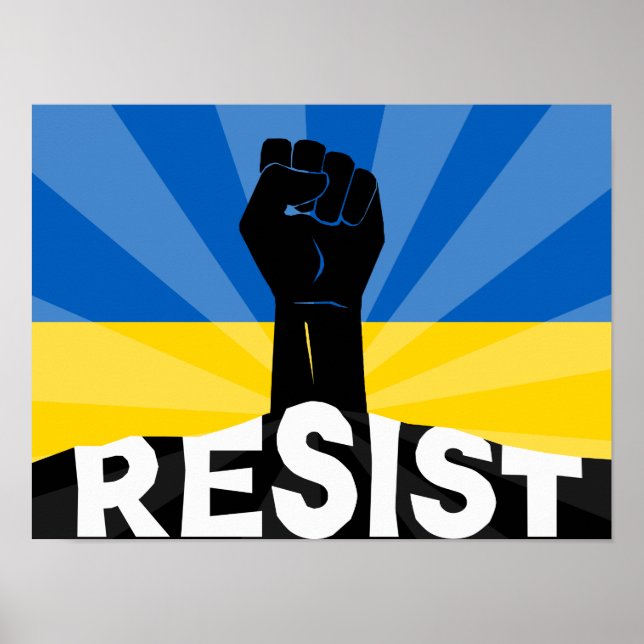 Ukrainian Flag Resist Fist  Poster (Front)