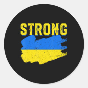 Ukrainian Flag Stand With Ukraine Women Men Retro Classic Round Sticker