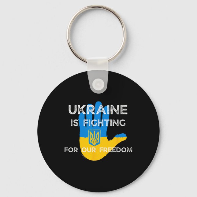 Ukrainian Flag Supporting Design Ukraine Fight For Key Ring (Front)