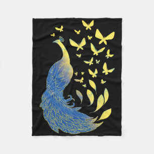 Ukrainian Flag Symbol Pea Bird Butterflies Fleece Blanket