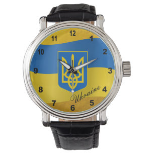 Ukrainian Flag & Ukraine emblem, text  Watch
