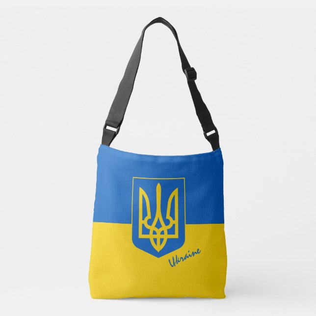 Ukrainian flag & Ukraine fashion, shopping /sports Crossbody Bag (Front)