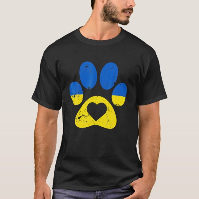Ukrainian Flag Ukraine Paw Dog Patriot Save Ukrain T-Shirt (Front)