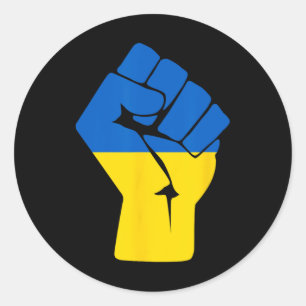 Ukrainian Flag Ukraine Solidarity Raised Fist Of R Classic Round Sticker