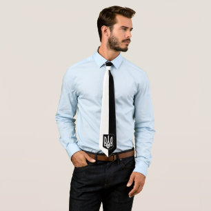 Ukrainian Flag & Ukraine tryzub - Black / White Tie