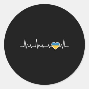 Ukrainian Flag Ukrainian Herzschlag Classic Round Sticker