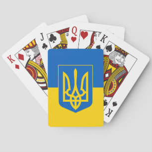 Ukrainian flag with coat of arms playing cards